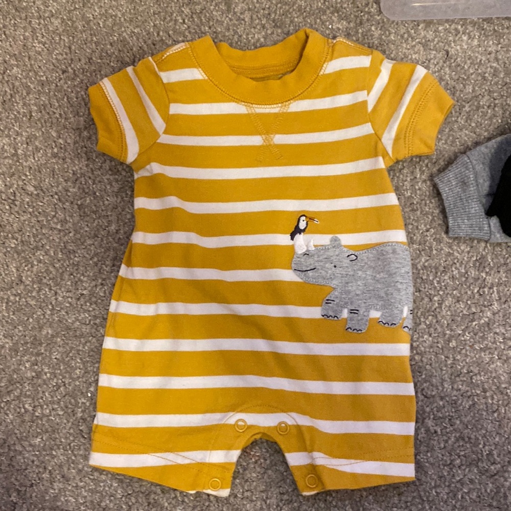 Yellow rhino romper